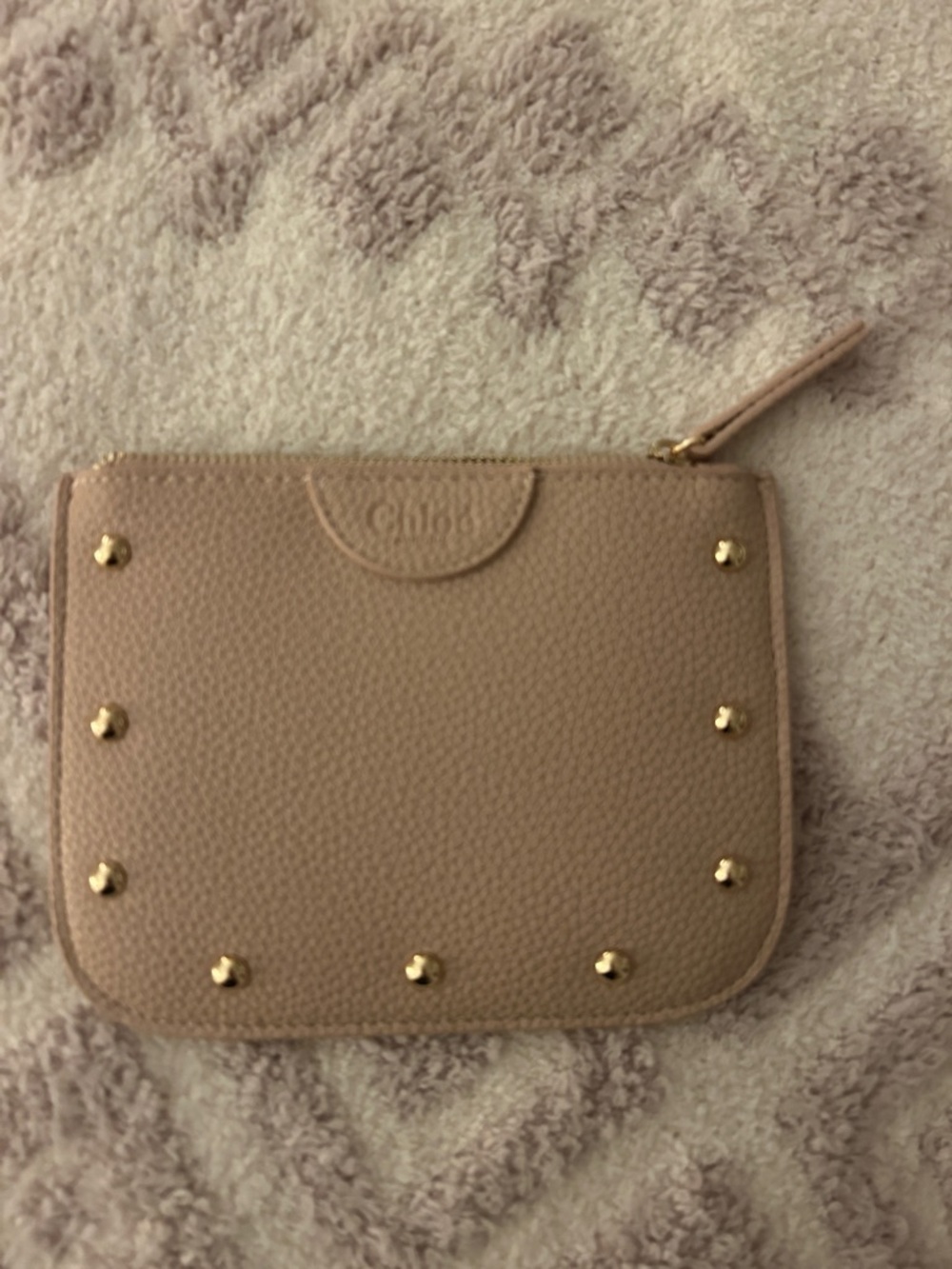 Chloe Pink Leather Stud Zip Pouch